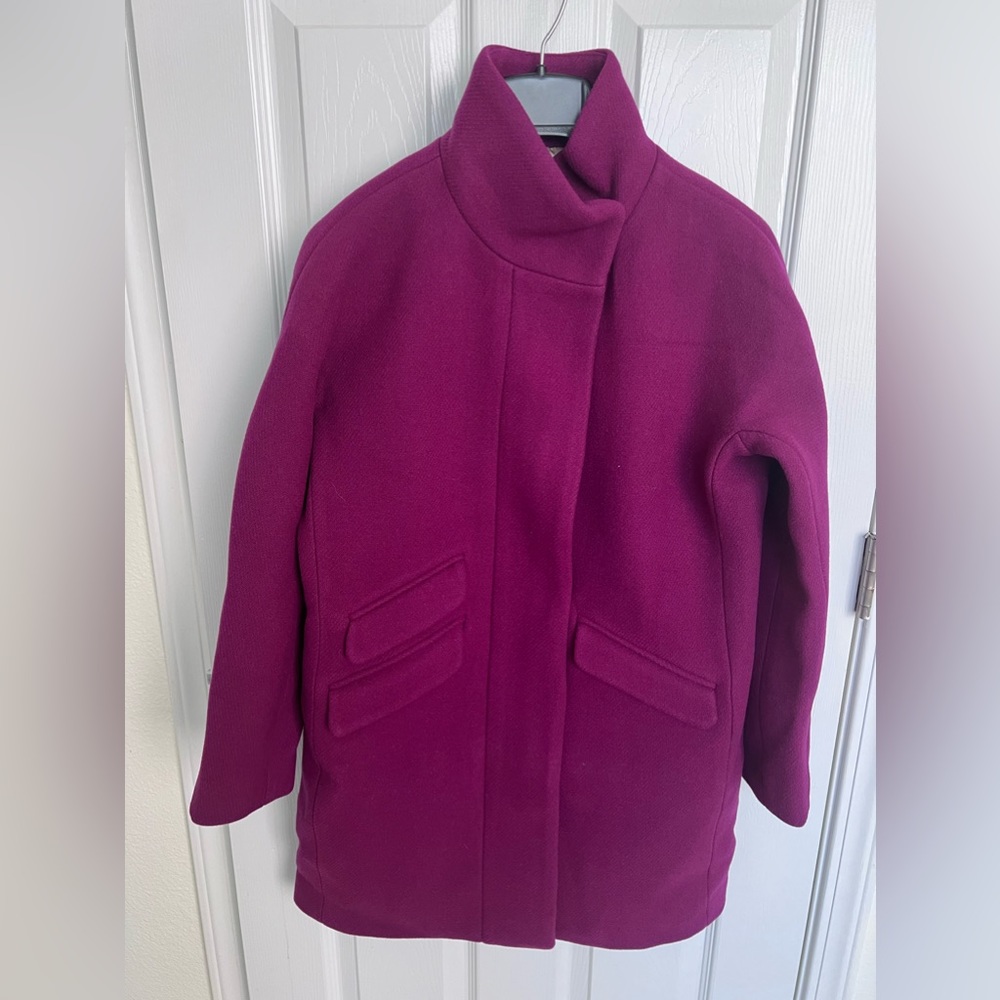 J Crew magenta color cocoon coat new with tags